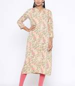 Ardozaa Women's Rayon Printed Straight Kurta (Cream)