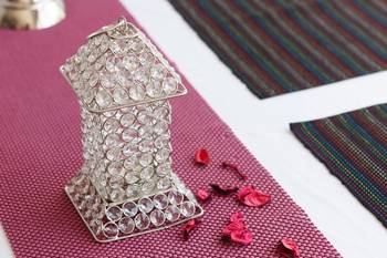 Glittering Long House Shape Crystal Tea Light Holder 1