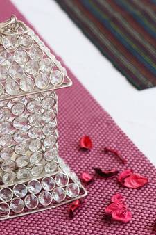 Glittering Long House Shape Crystal Tea Light Holder