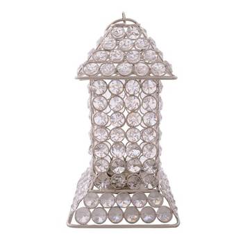Glittering Long House Shape Crystal Tea Light Holder 3