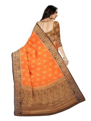 Mimosa Kanjivaram Style Art Silk Saree Color :  Orange 3