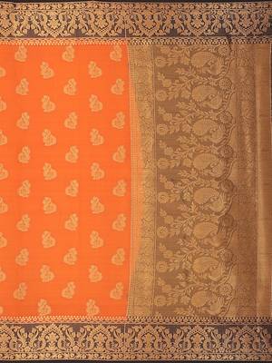 Mimosa Kanjivaram Style Art Silk Saree Color :  Orange 5