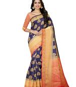 Mimosa Kanjivaram Style Art Silk Saree Color :  Navy Blue