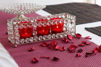 Glimmery  Rectangle Shape Crystal Triple Tea Light Holder 1