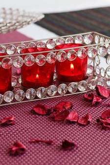 Glimmery  Rectangle Shape Crystal Triple Tea Light Holder