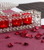 Glimmery  Rectangle Shape Crystal Triple Tea Light Holder