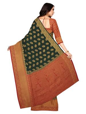 Mimosa Kanjivaram Style Art Silk Saree Color :  Green 3