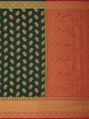 Mimosa Kanjivaram Style Art Silk Saree Color :  Green 5