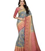 Mimosa Faux Kanjivaram Style Art Silk Saree Color :  Grey