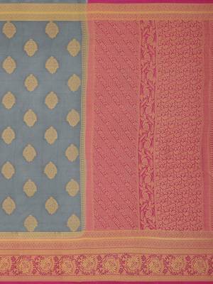 Mimosa Faux Kanjivaram Style Art Silk Saree Color :  Grey 5
