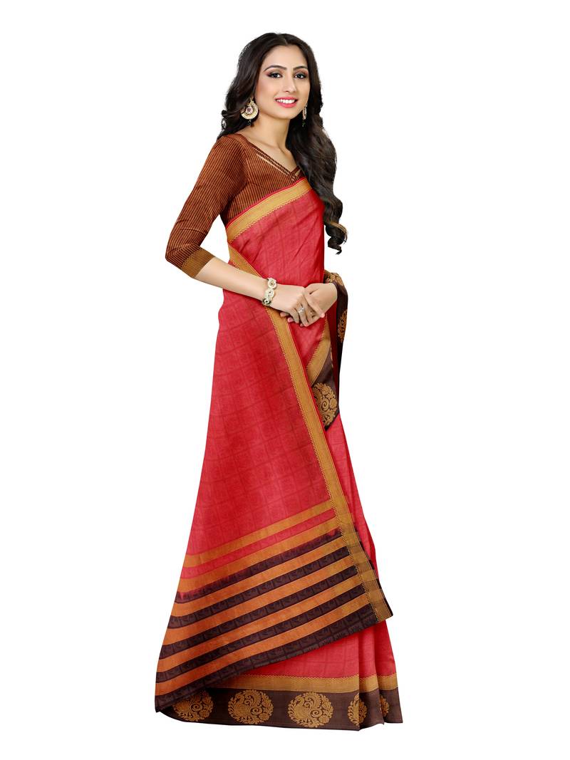 Mimosa Kanjivaram Style Art Silk Saree Color :  Pink