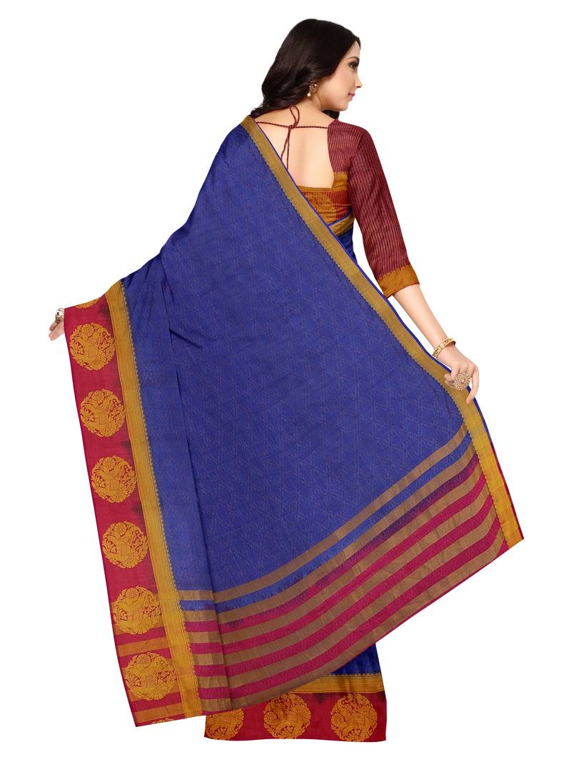 Mimosa Kanjivaram Style Art Silk Saree Color :  Blue