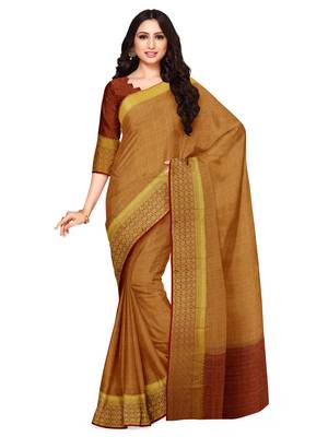 Mimosa Kanjivaram Style Art Silk Saree Color :  Brown 1