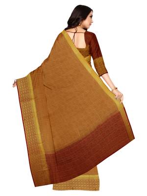 Mimosa Kanjivaram Style Art Silk Saree Color :  Brown 3