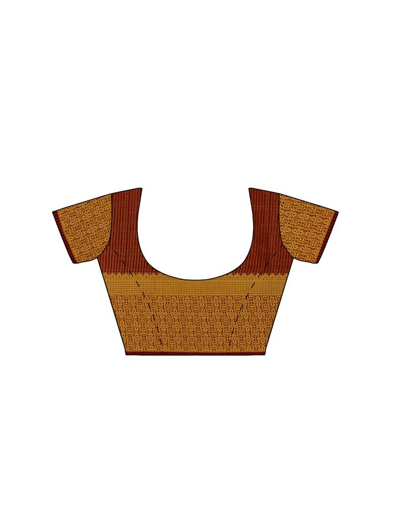 Mimosa Kanjivaram Style Art Silk Saree Color :  Brown