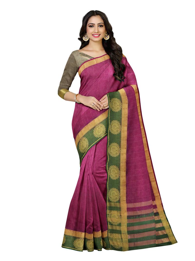 Mimosa Kanjivaram Style Art Silk Saree Color :  Purple