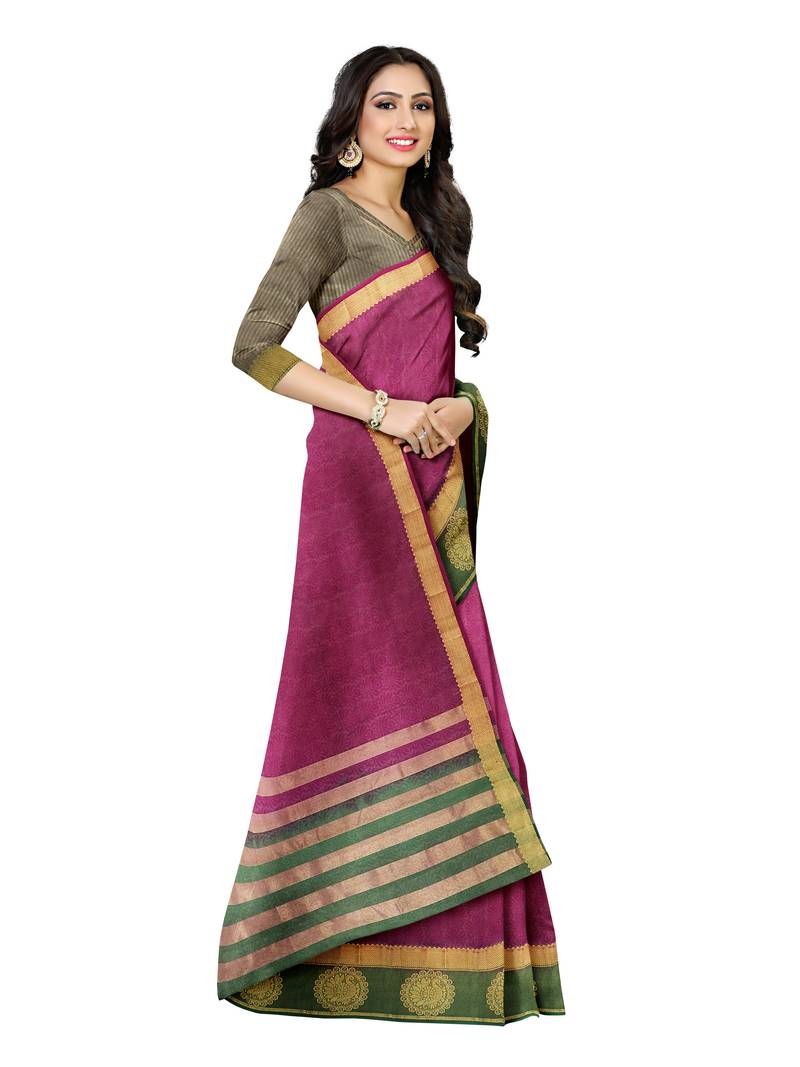 Mimosa Kanjivaram Style Art Silk Saree Color :  Purple