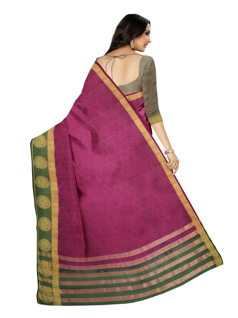 Mimosa Kanjivaram Style Art Silk Saree Color :  Purple
