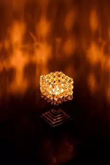 Love Moments Square Shape Crystal Tea Light Holder with Stand