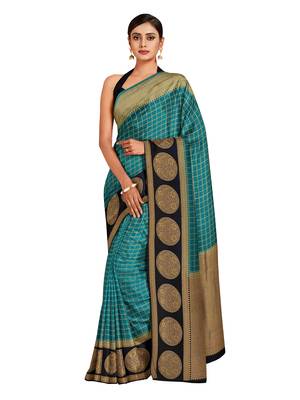 Mimosa Kanjivaram Style Art Silk Saree Color :  Teal Green 1