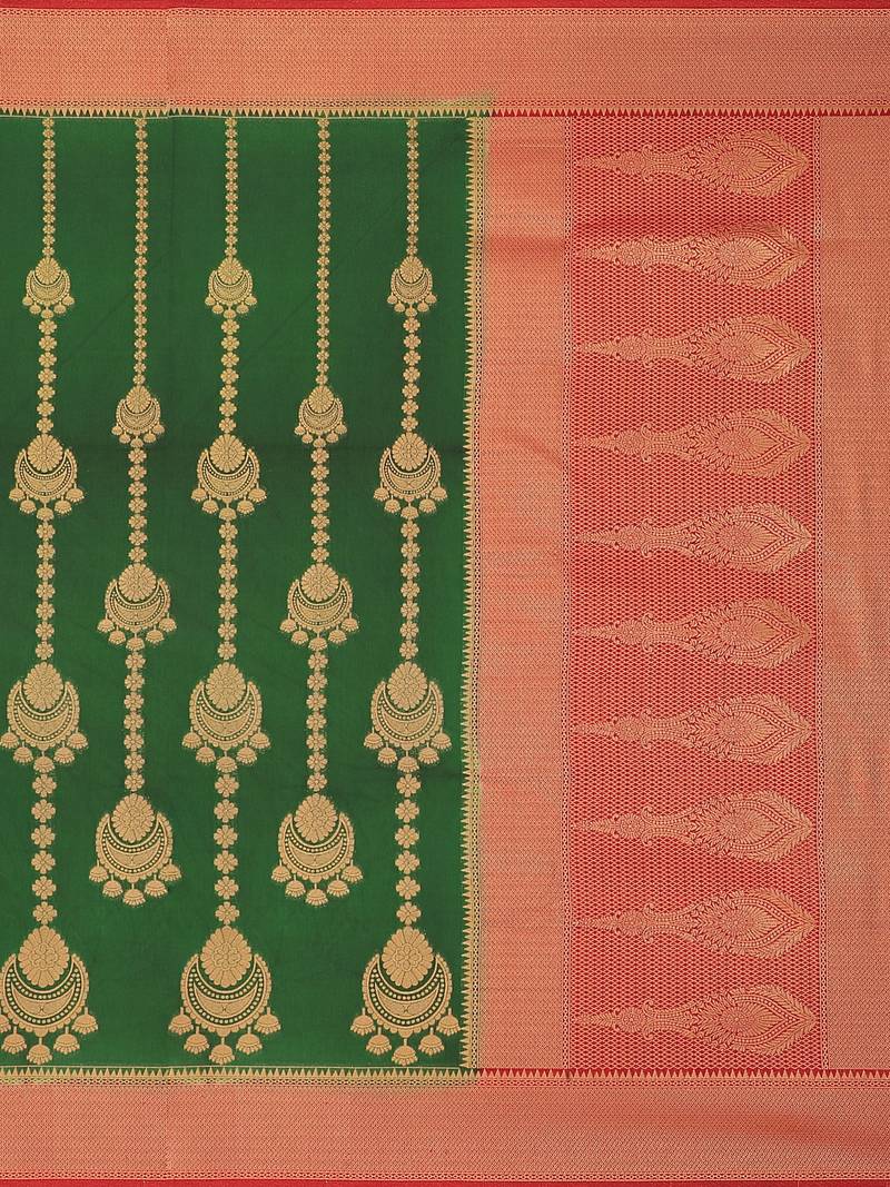 Mimosa Faux Kanjivaram Style Art Silk Saree Color :  Green