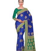 Mimosa Faux Kanjivaram Style Art Silk Saree Color :  Blue