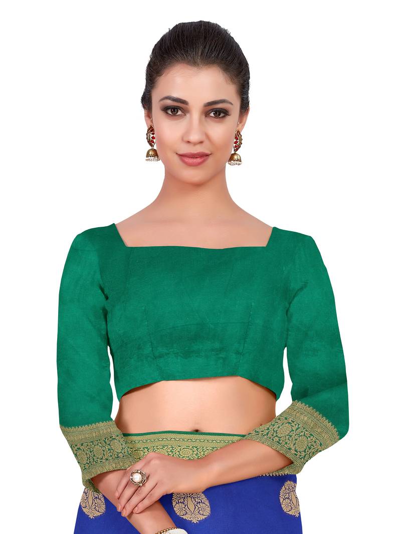 Mimosa Faux Kanjivaram Style Art Silk Saree Color :  Blue