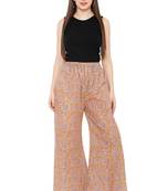 Purple printed cotton palazzo-pants
