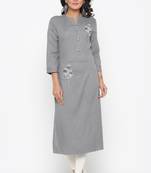 Ardozaa Women's Rayon Stripe Print Straight Kurta (Grey)