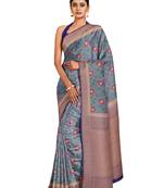 Mimosa Ikat Style Art Silk Saree Color :  Grey