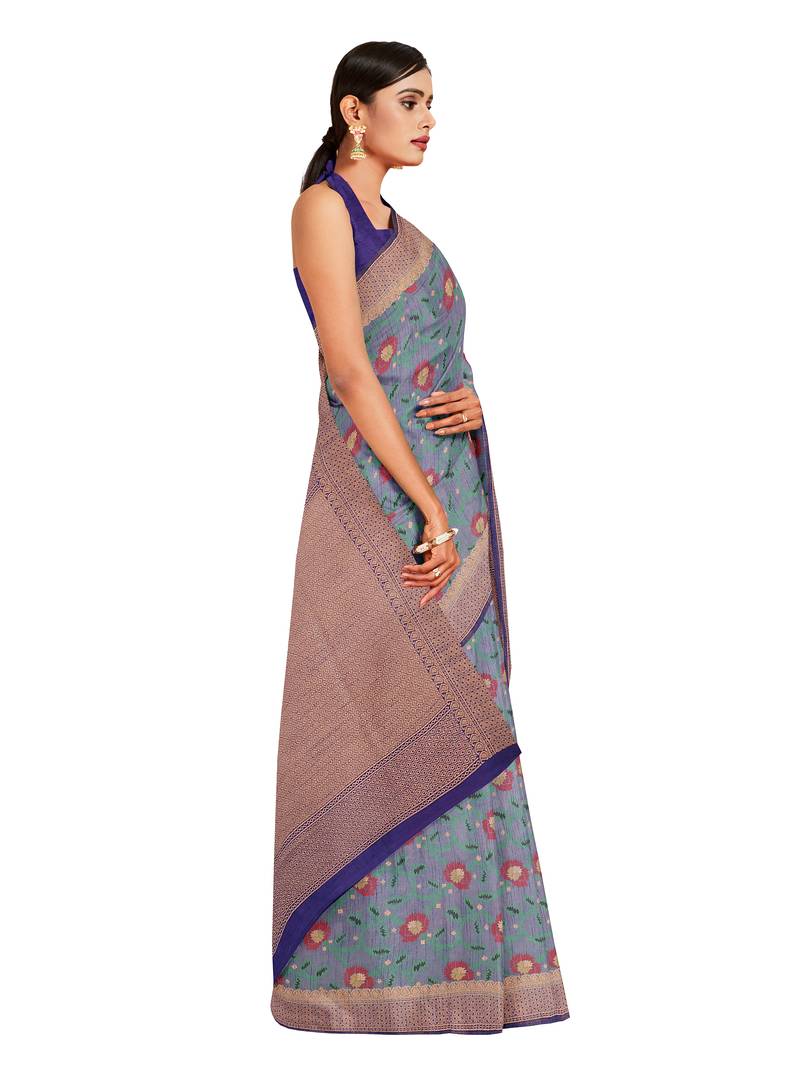 Mimosa Ikat Style Art Silk Saree Color :  Grey