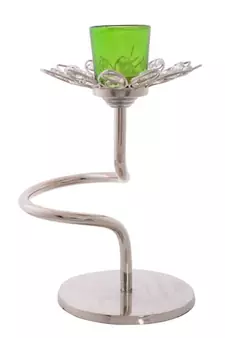 Sublime Curved Shape Crystal Tea Light Holder with Stand