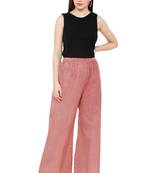Red printed cotton palazzo-pants