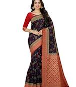 Mimosa Ikat Style Art Silk Saree Color :  Navy Blue