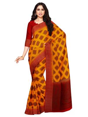 Mimosa Faux Kanjivaram Style Art Silk Saree Color :  Mustard Yellow 1
