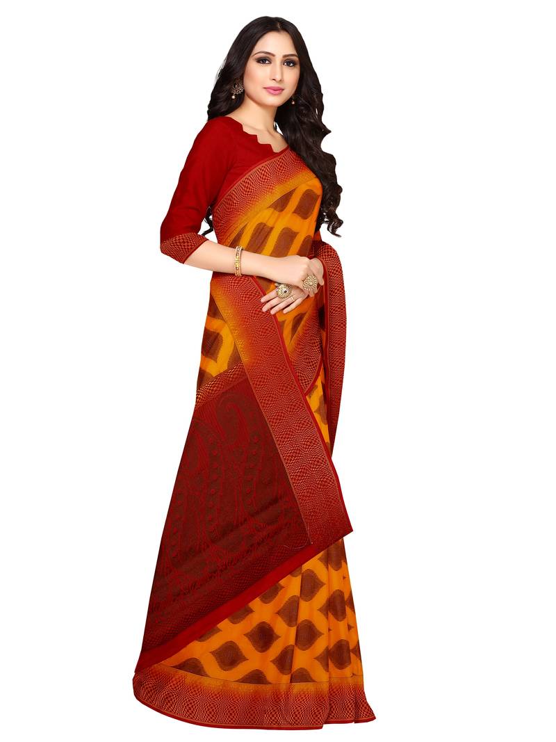 Mimosa Faux Kanjivaram Style Art Silk Saree Color :  Mustard Yellow