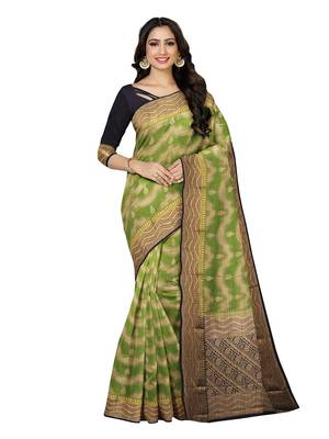Mimosa Kanjivaram Style Art Silk Saree Color :  Olive Green 1