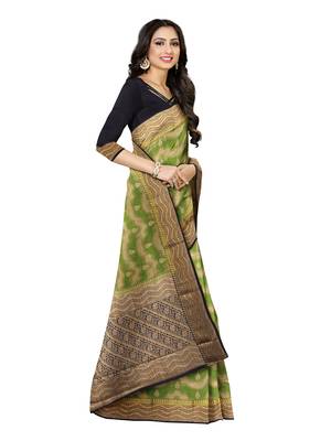 Mimosa Kanjivaram Style Art Silk Saree Color :  Olive Green 2