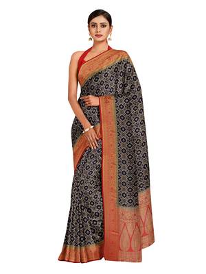 Mimosa Faux Kanjivaram Style Art Silk Saree Color :  Navy Blue 1