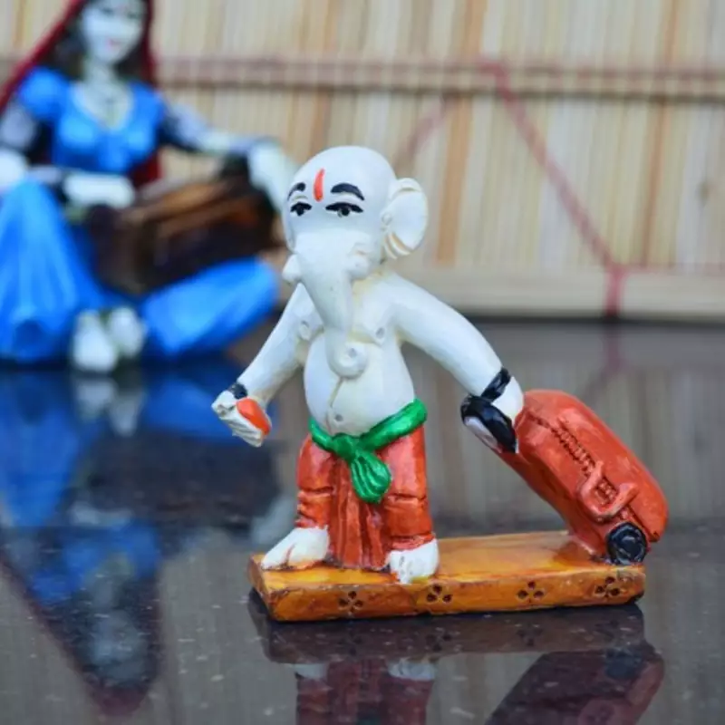 Polyresin Ganesha with Luggage on Vacation Showpiece