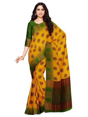 Mimosa Kanjivaram Style Art Silk Saree Color :  Mustard Yellow 1