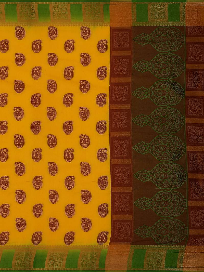 Mimosa Kanjivaram Style Art Silk Saree Color :  Mustard Yellow