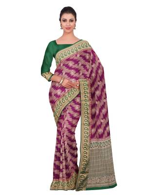 Mimosa Faux Kanjivaram Style Art Silk Saree Color :  Purple 1