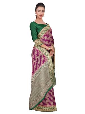 Mimosa Faux Kanjivaram Style Art Silk Saree Color :  Purple 2