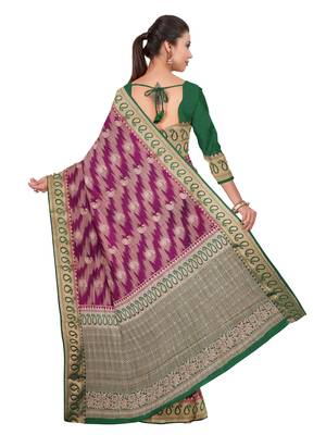 Mimosa Faux Kanjivaram Style Art Silk Saree Color :  Purple 3