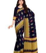 Mimosa Ikat Style Art Silk Saree Color :  Navy Blue