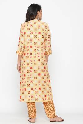 Ardozaa Women's Rayon Printed Straight Kurta (Yellow) 6