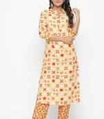 Ardozaa Women's Rayon Printed Straight Kurta (Yellow)