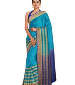 Mimosa Mysore Silk Style Crepe Saree Color :  Blue