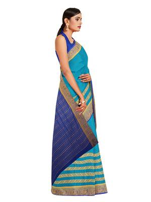 Mimosa Mysore Silk Style Crepe Saree Color :  Blue 2